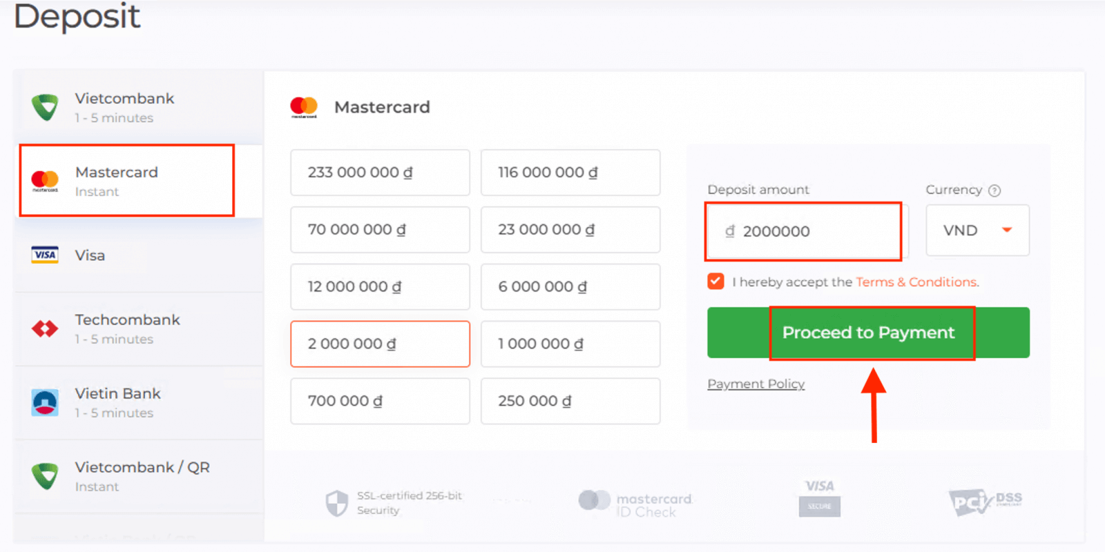 Deposit on IQ Option Vietnam: Visa/Mastercard, Internet Banking & E-wallets