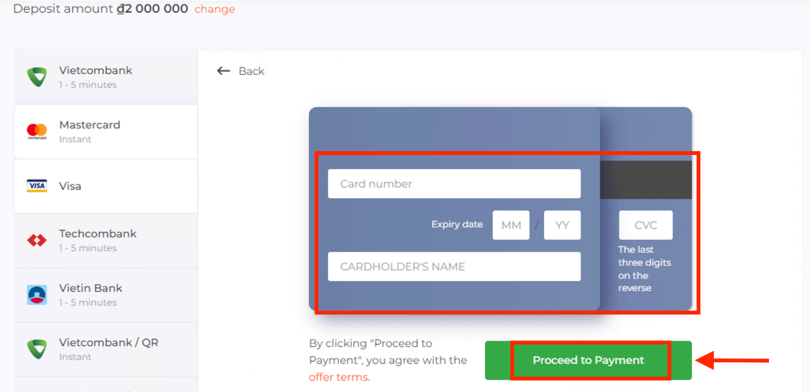 Deposit on IQ Option Vietnam: Visa/Mastercard, Internet Banking & E-wallets