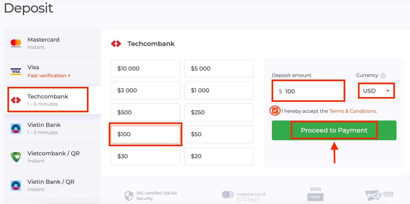 Depósito e retirada da IQ Option: métodos, limites e processamento