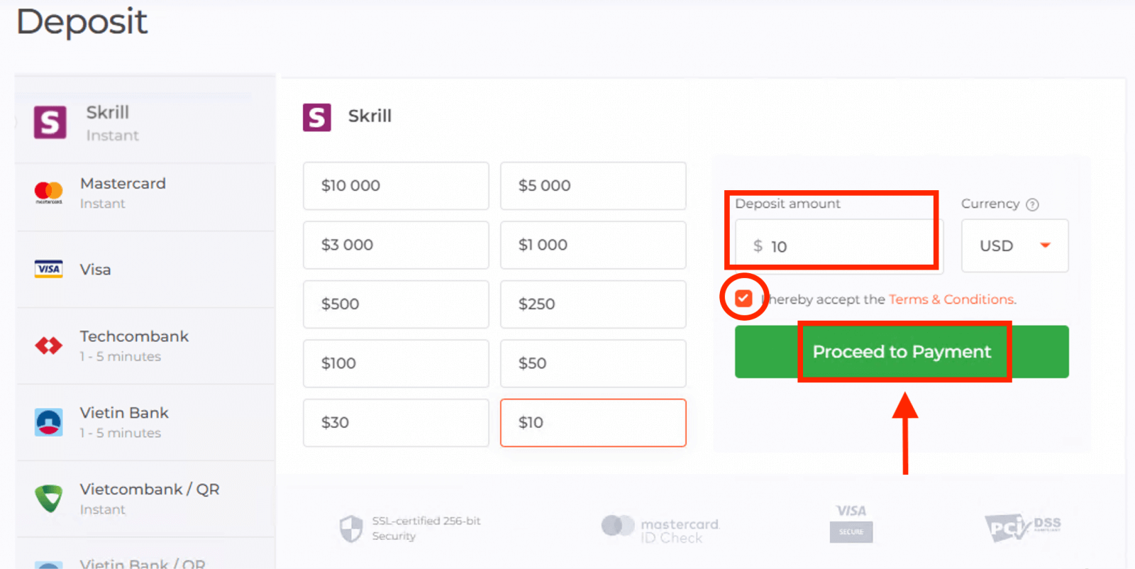 IQ Option Ավանդ Skrill-ի միջոցով. Քայլեր, սահմանափակումներ և մշակման ժամանակներ