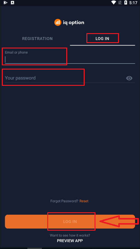 IQ Option Ro'yxatdan o'tish va tizimga kirish - Hisob qaydnomasiga kirish bosqichlari