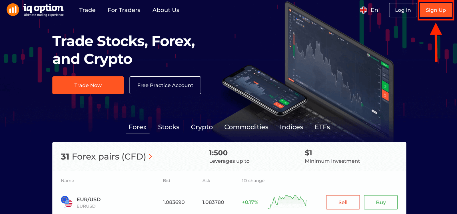افتح حسابًا تجريبيًا على IQ Option: الإعداد السريع والوصول